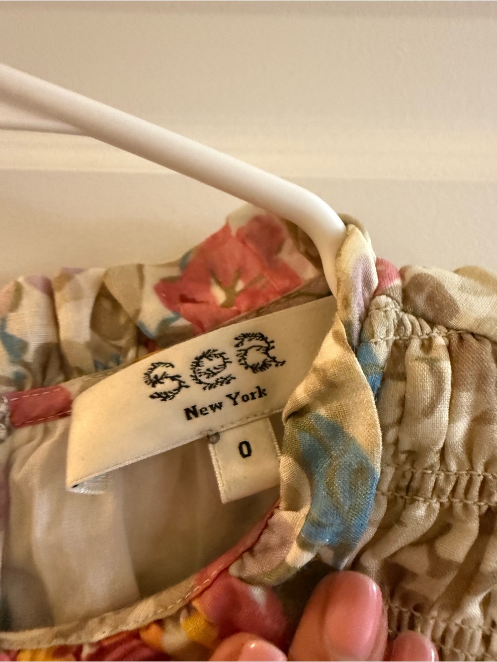 Sea NY Floral Ruffle Short Sleeve Dress - Pink & Blue Floral - Picture 3 of 3